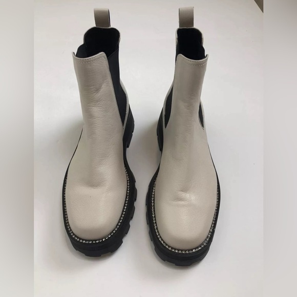 Karl Lagerfeld Paris Womens Beige Mayde Toe Block Heel Leather Chelsea Sz 10 - Picture 3 of 11